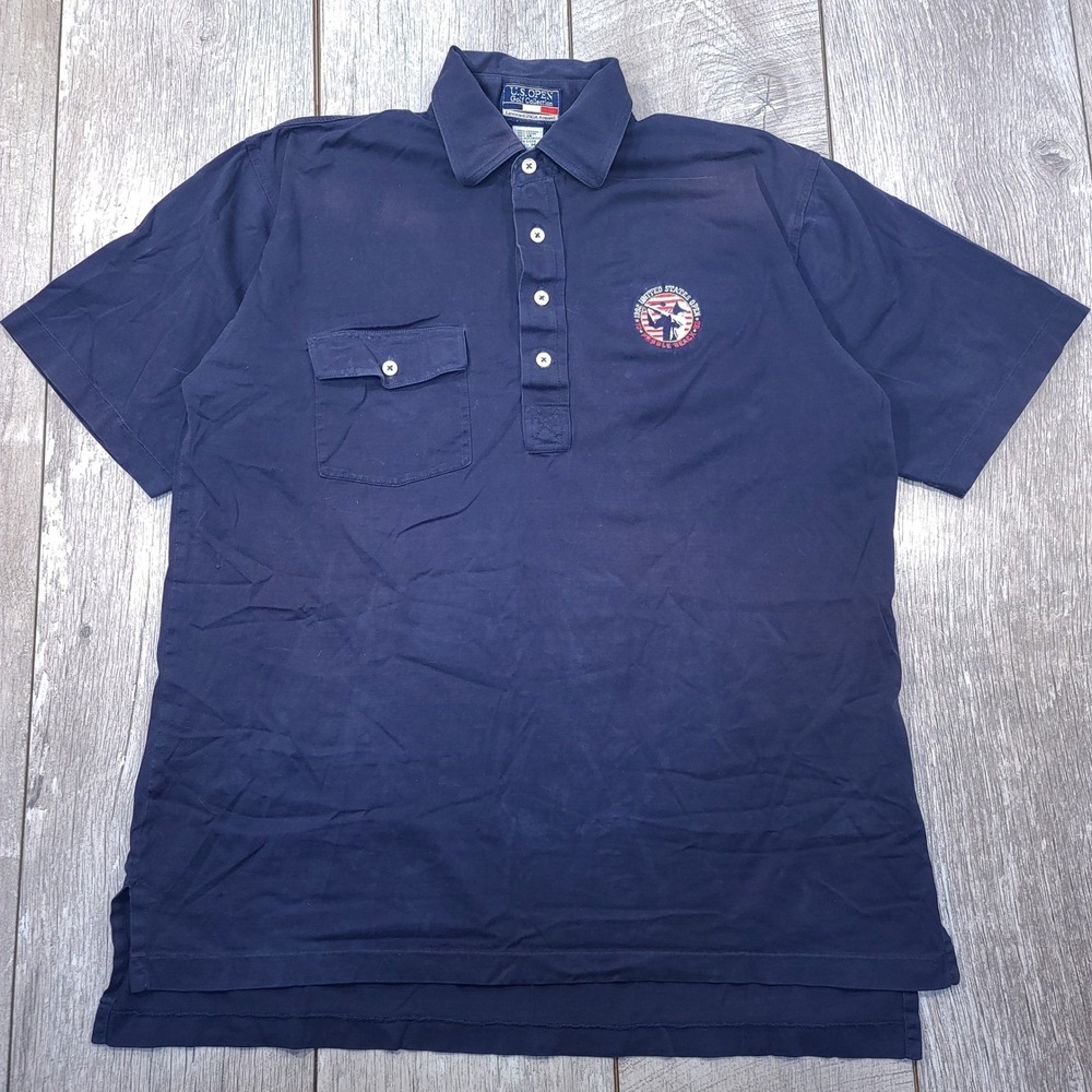 U.S. Open Golf Collection Polo Shirt Mens Medium Blue 1992 Pebble Beach Vintage